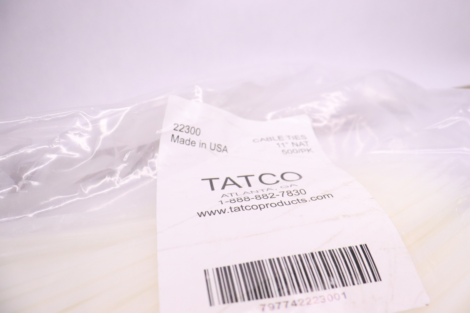 (500-Pk) Tatco Natural Cable Ties Nylon 11" x 3/16" 22300