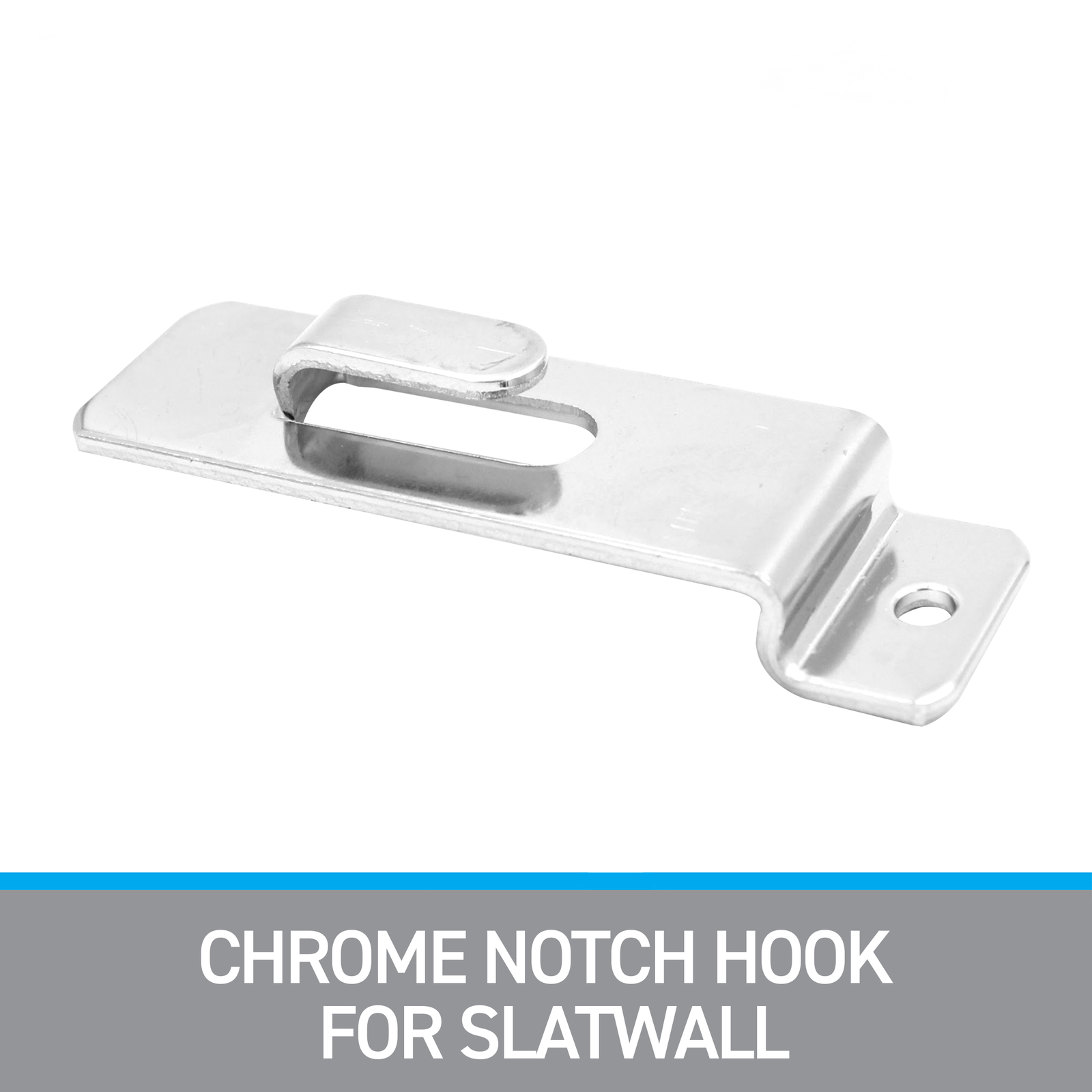 Chrome Notch Hook for Slatwall - Pack of 50