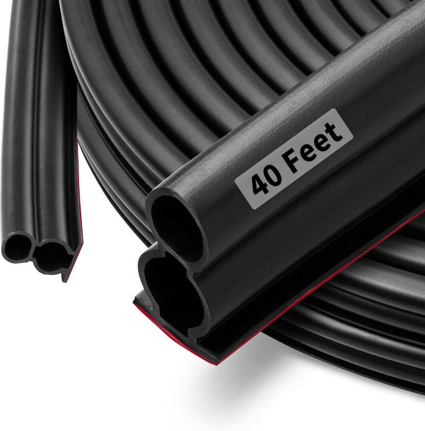 40ft Rubber Door Seal Weather Stripping D-Shape Large Gap Self Adhesive Black