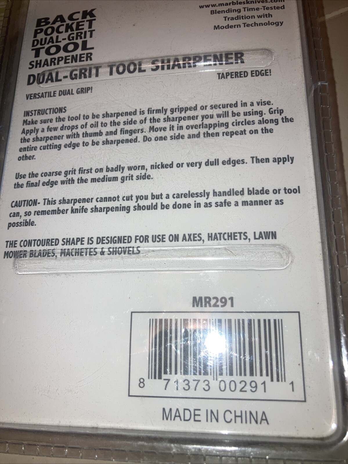 MARBLES Back Pocket Dual-Grit TOOL SHARPENER - MR291 - New In Package