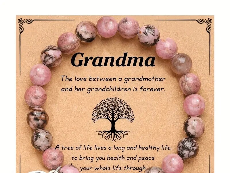 Purple Agate Bracelet Life Tree Card, Turquoise Stone Lapis Lazuli Beaded Natura