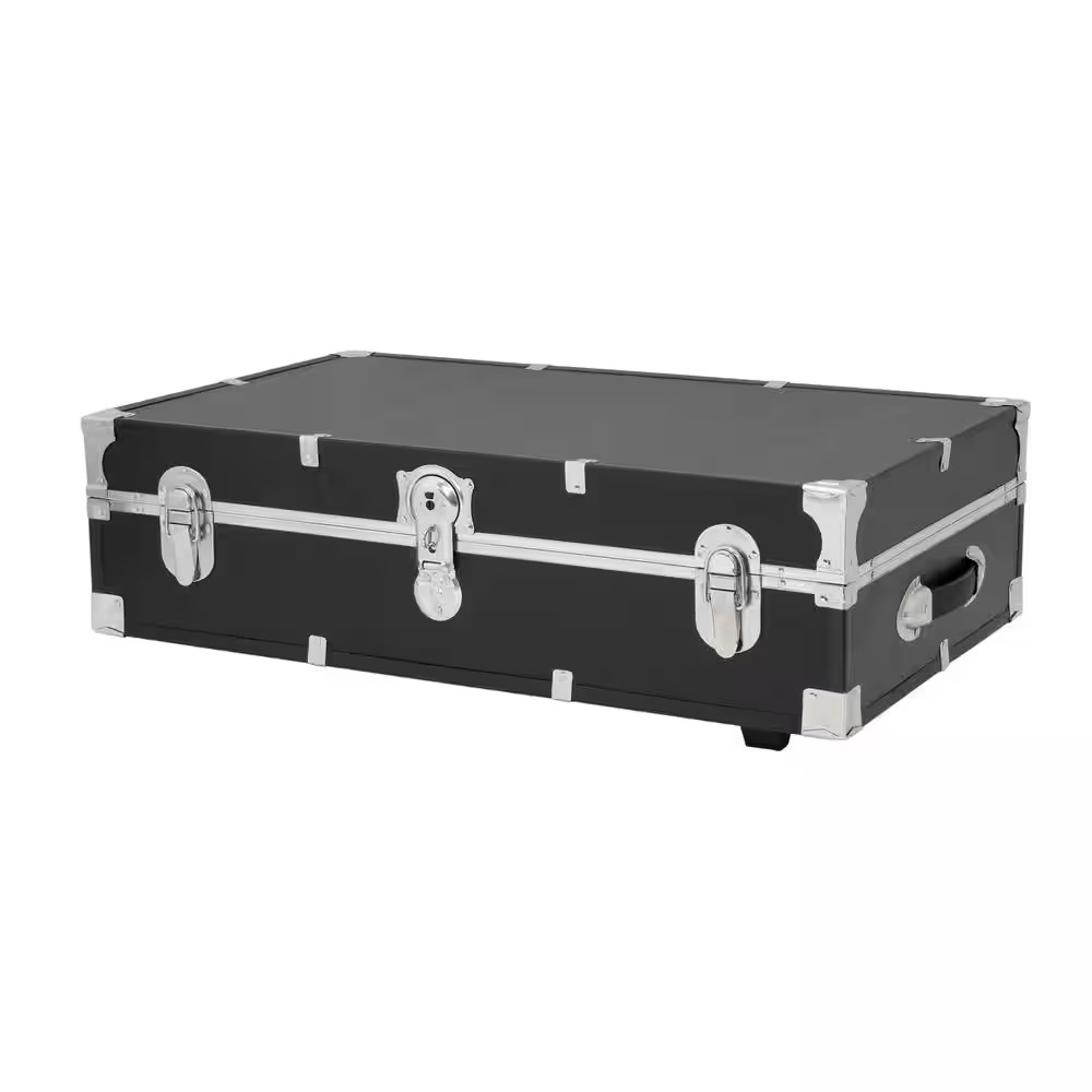 Under the Bed Footlocker Black Storage Trunk