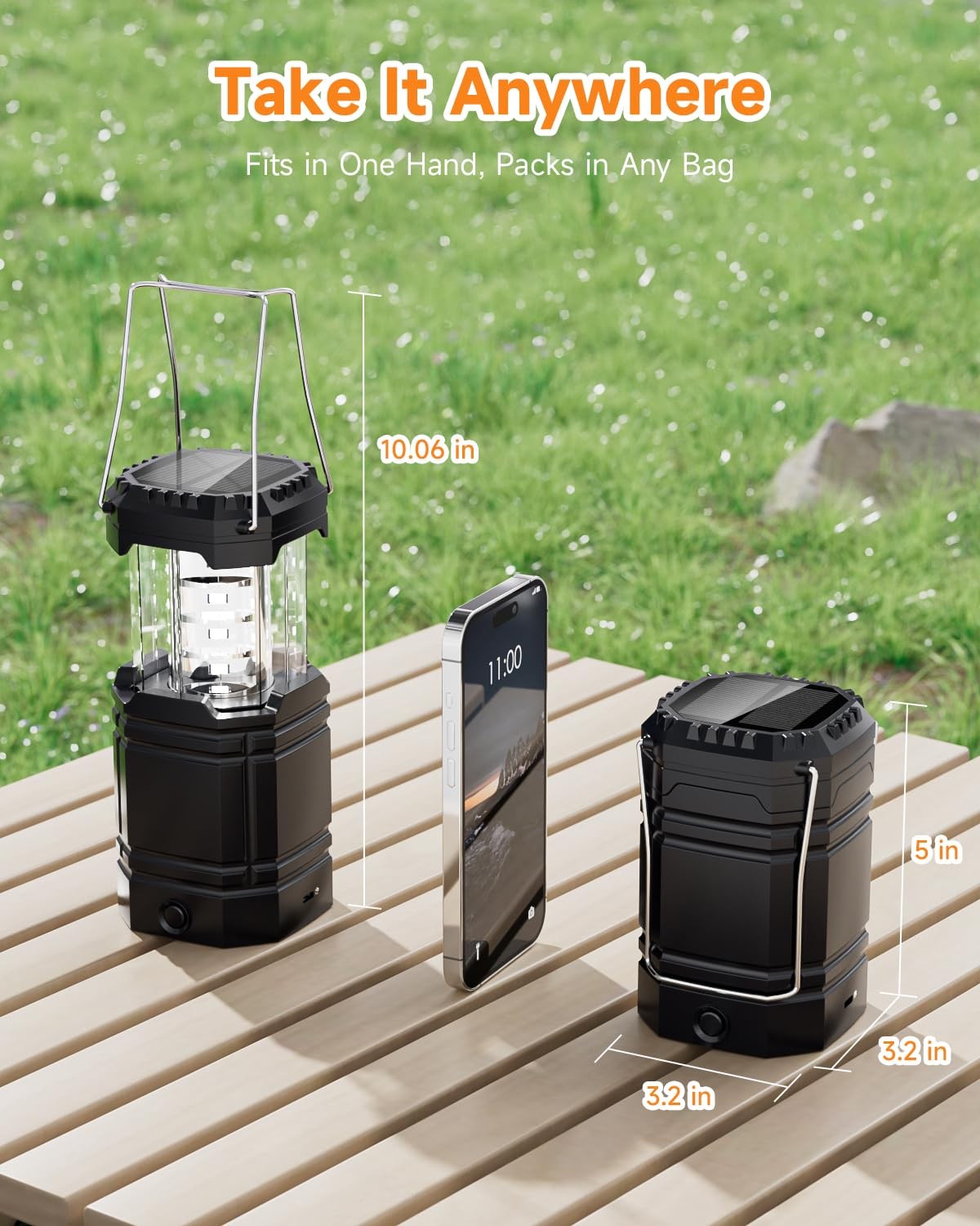 Solar Camping Lantern 4 Pack, Rechargeable LED Lantern with Flashlight