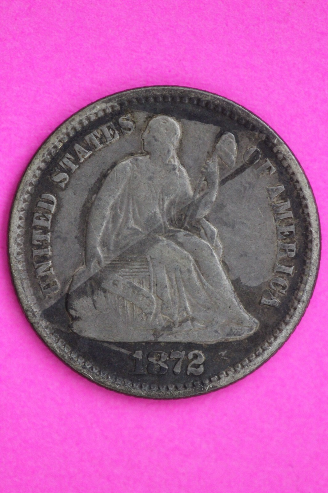 1872 P Seated Liberty Half Dime Silver Coin Guaranteed Authentic & Genuine 0702N