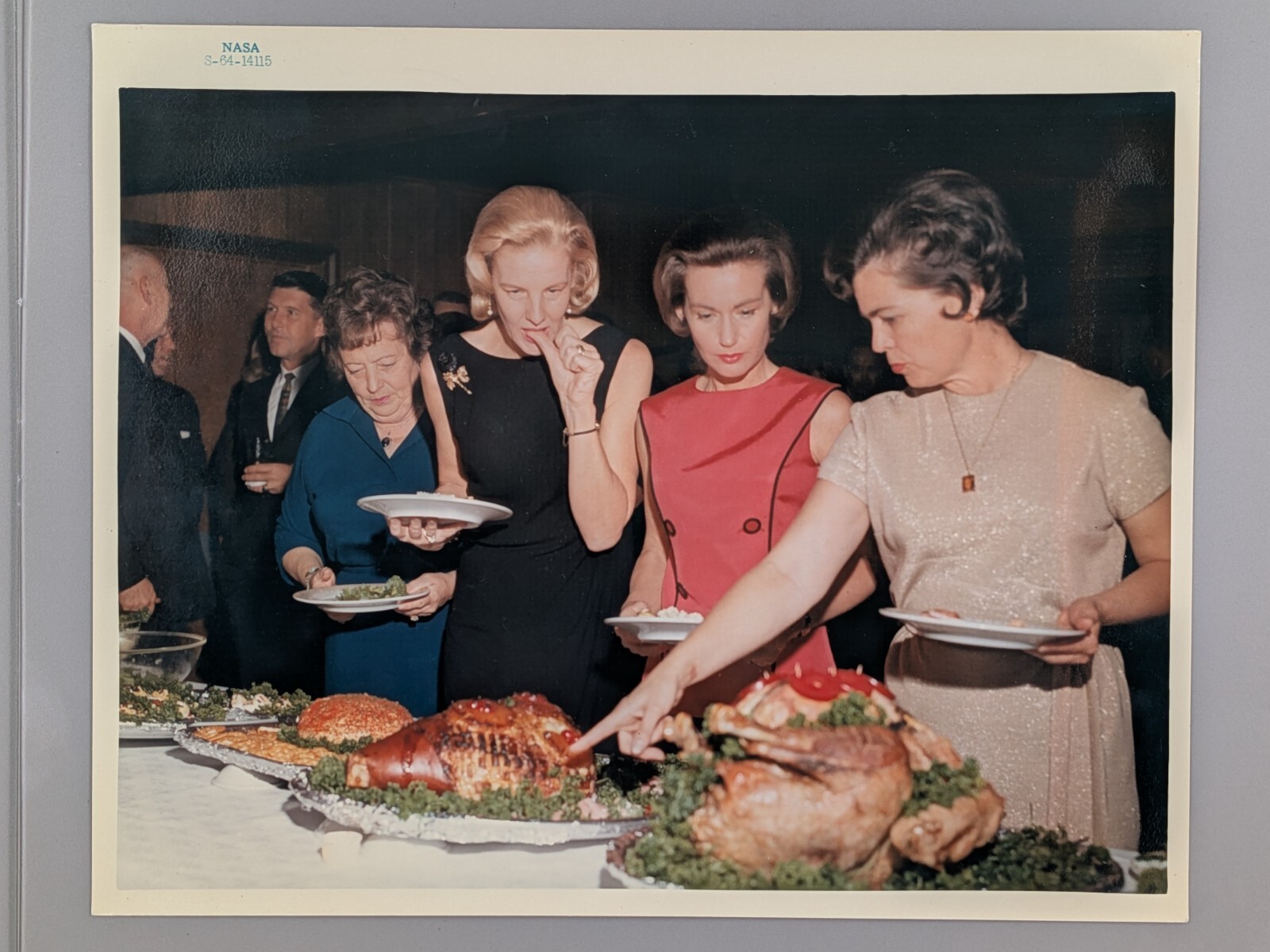 4 Rare Photos NASA Apollo "A Kodak Paper" 1964 Astronauts and Wives Dinner Party