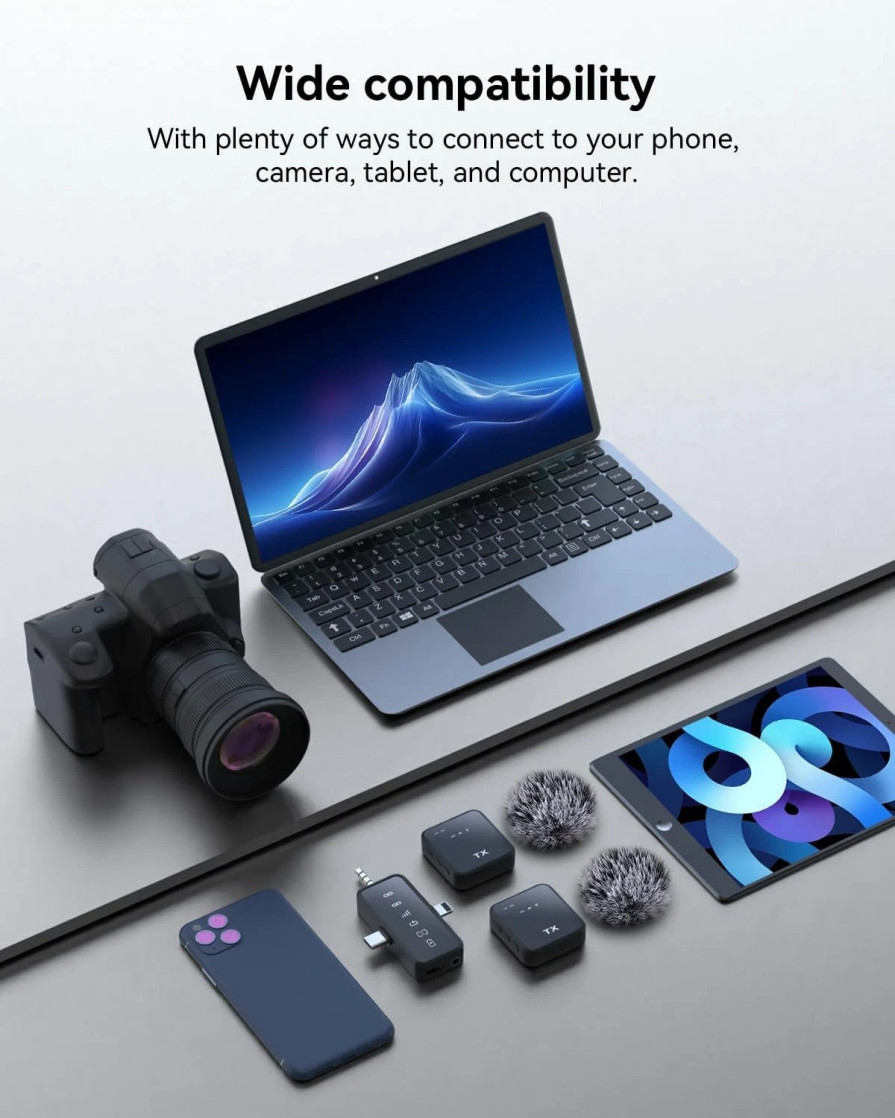 3 in 1 Mini Microphone for iPhone/Android/Camera, Wireless Lavalier Microphone*