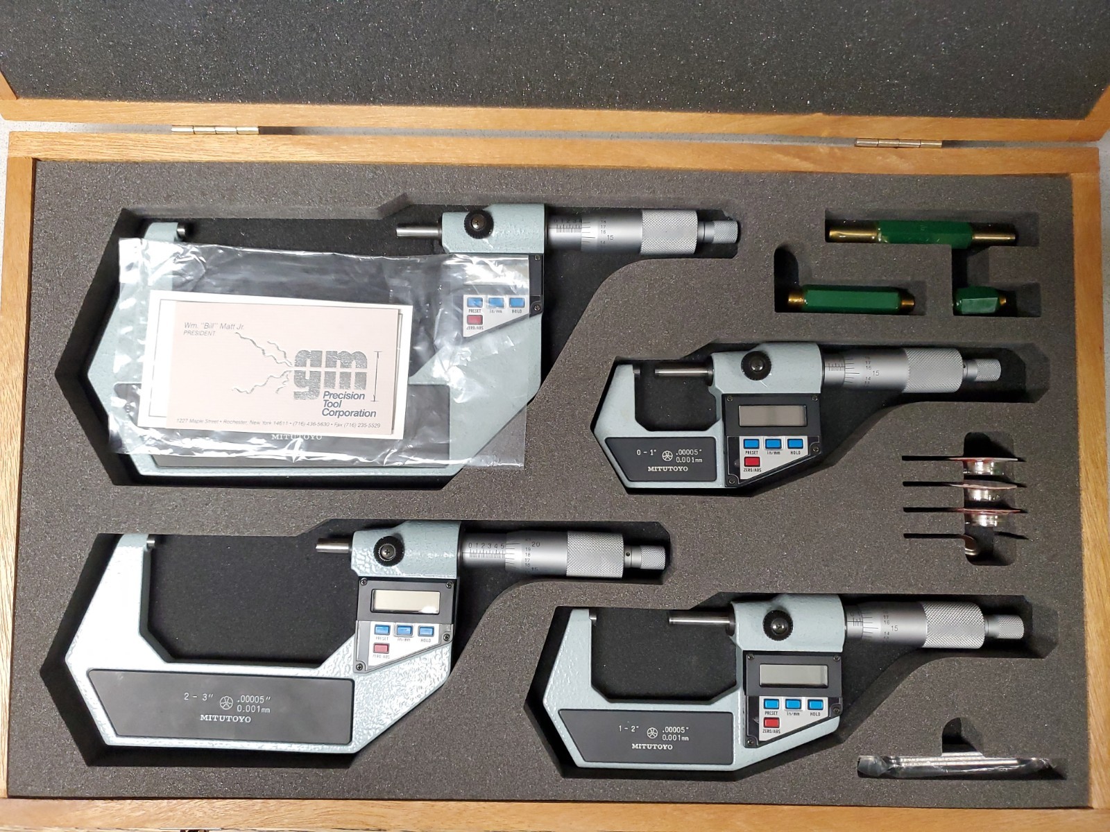 Mitutoyo Digital Micrometer Set, 4 Pieces, 0 - 1", 1 - 2", 2 - 3", 3 - 4"