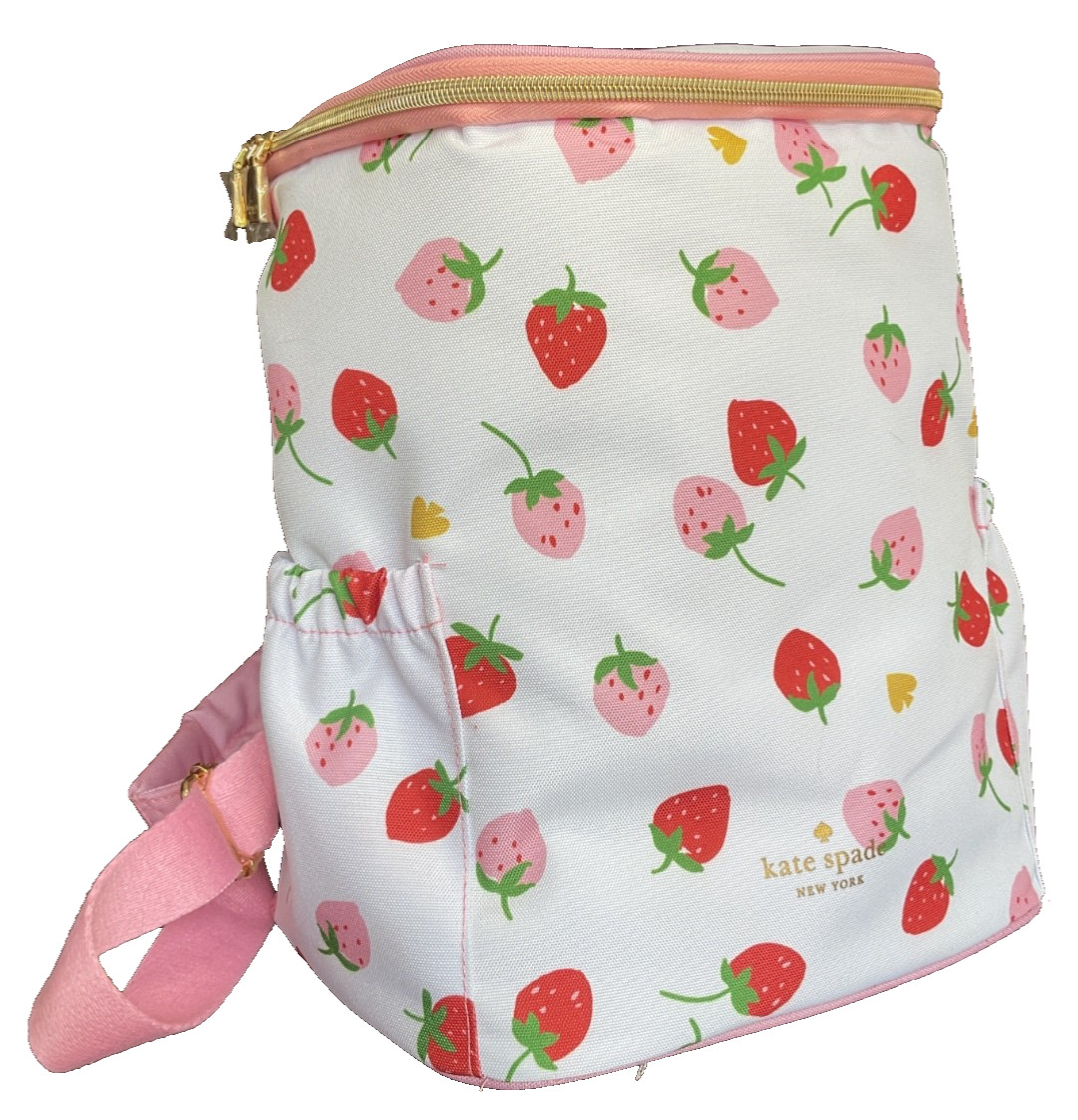 Kate Spade NEW YORK  BACKPACK COOLER BAG STRAWBERRIES WHITE PINK RED GREEN NWT