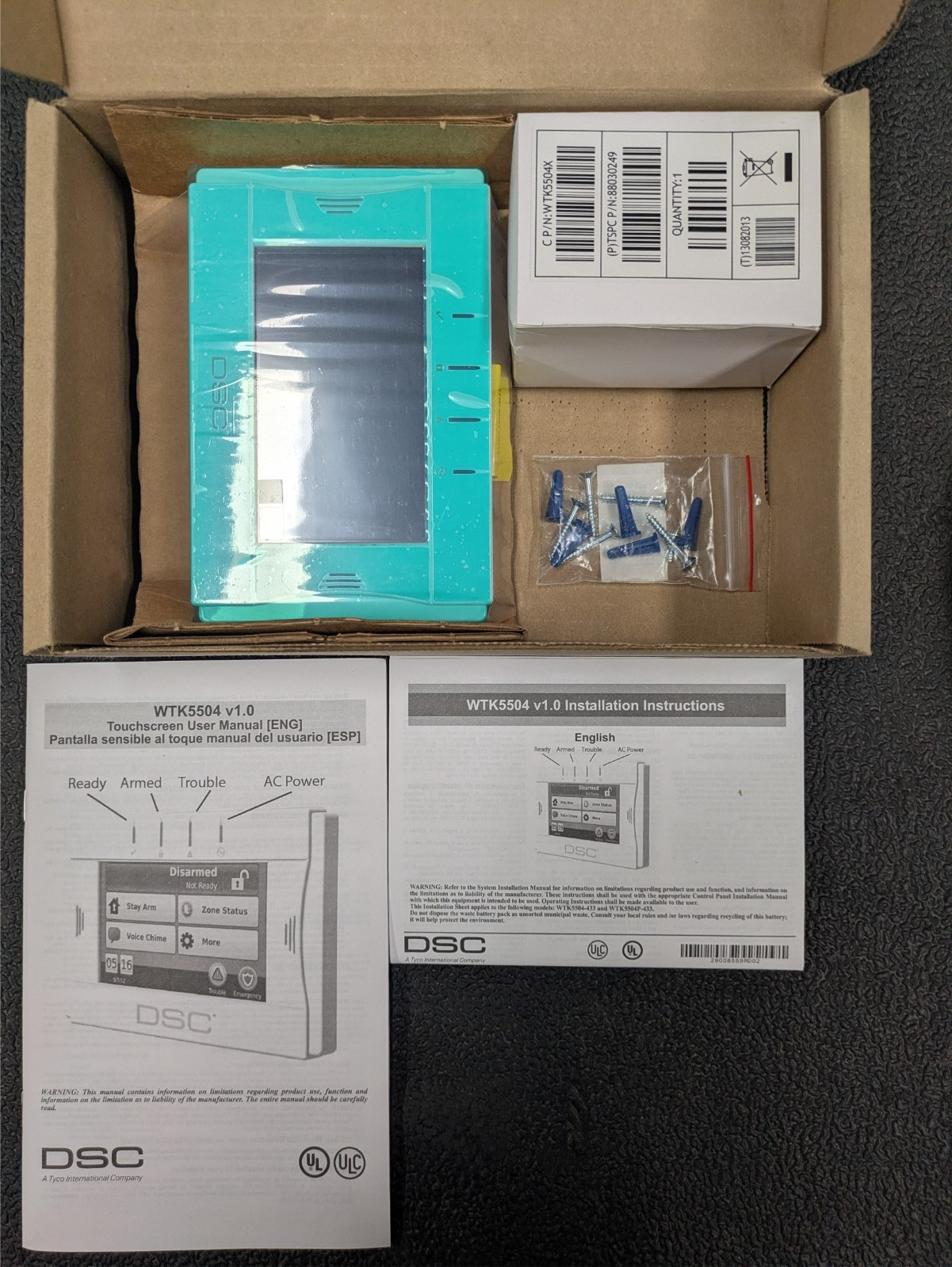 DSC WTK5504 2-Way Wireless TouchScreen Arming Station