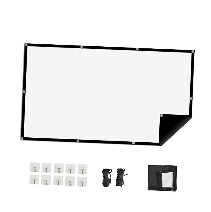 100 Inch 16:9 Projector Screen, Foldable and Washable HD White Projection