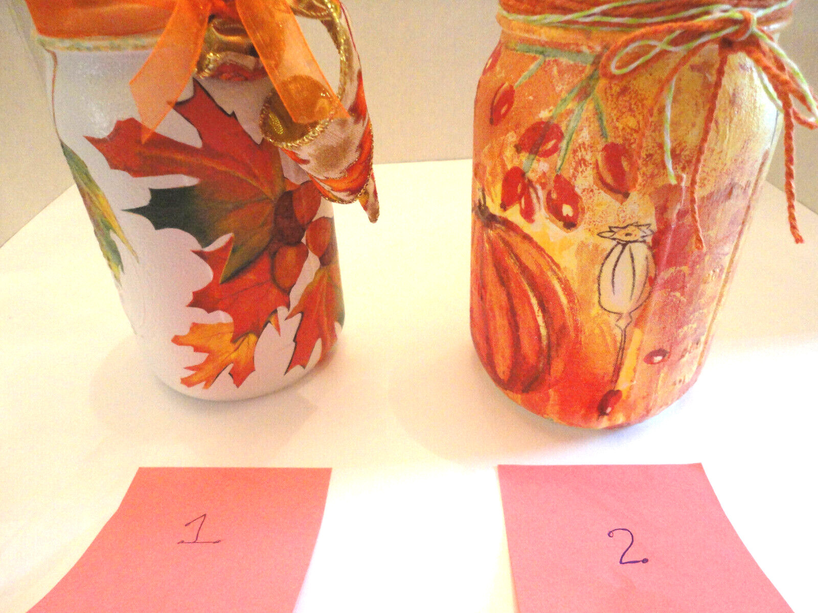 Decoupage Quart Mason Jar, Autumn Leaves or Harvest TIme ( Handmade)