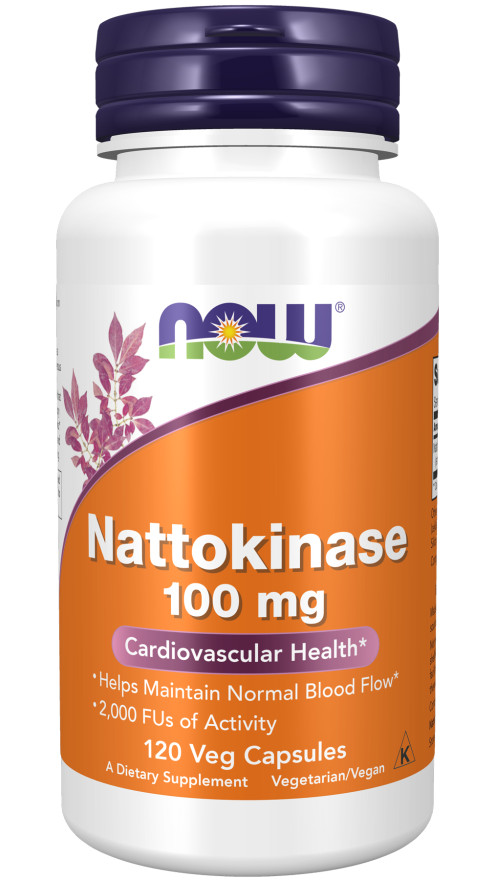 NOW Foods Nattokinase 100 mg 120 Veg Caps Normal Blood Flow 1/28EXP