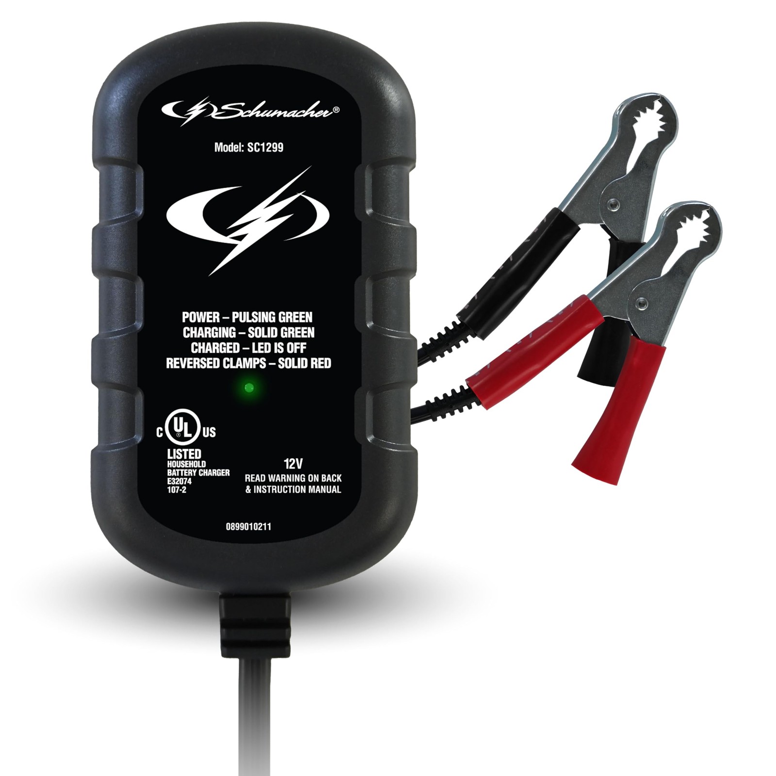 Schumacher Electric 0.8A Car Battery 800mAh 12V Maintainer, Black