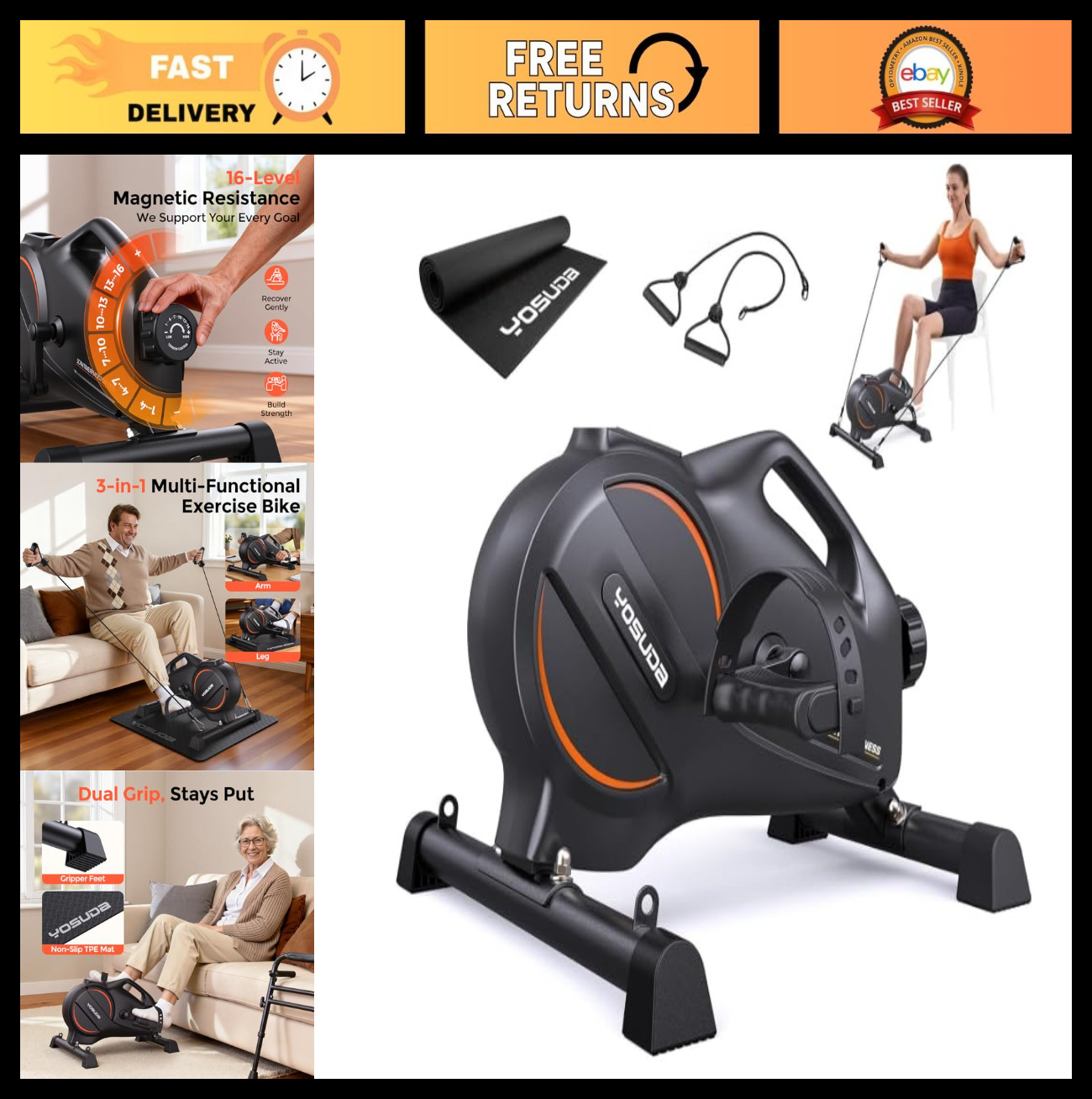 Mini Exercise Bike Under Desk Pedal Exerciser - Magnetic Desk Bike for Home/Offi