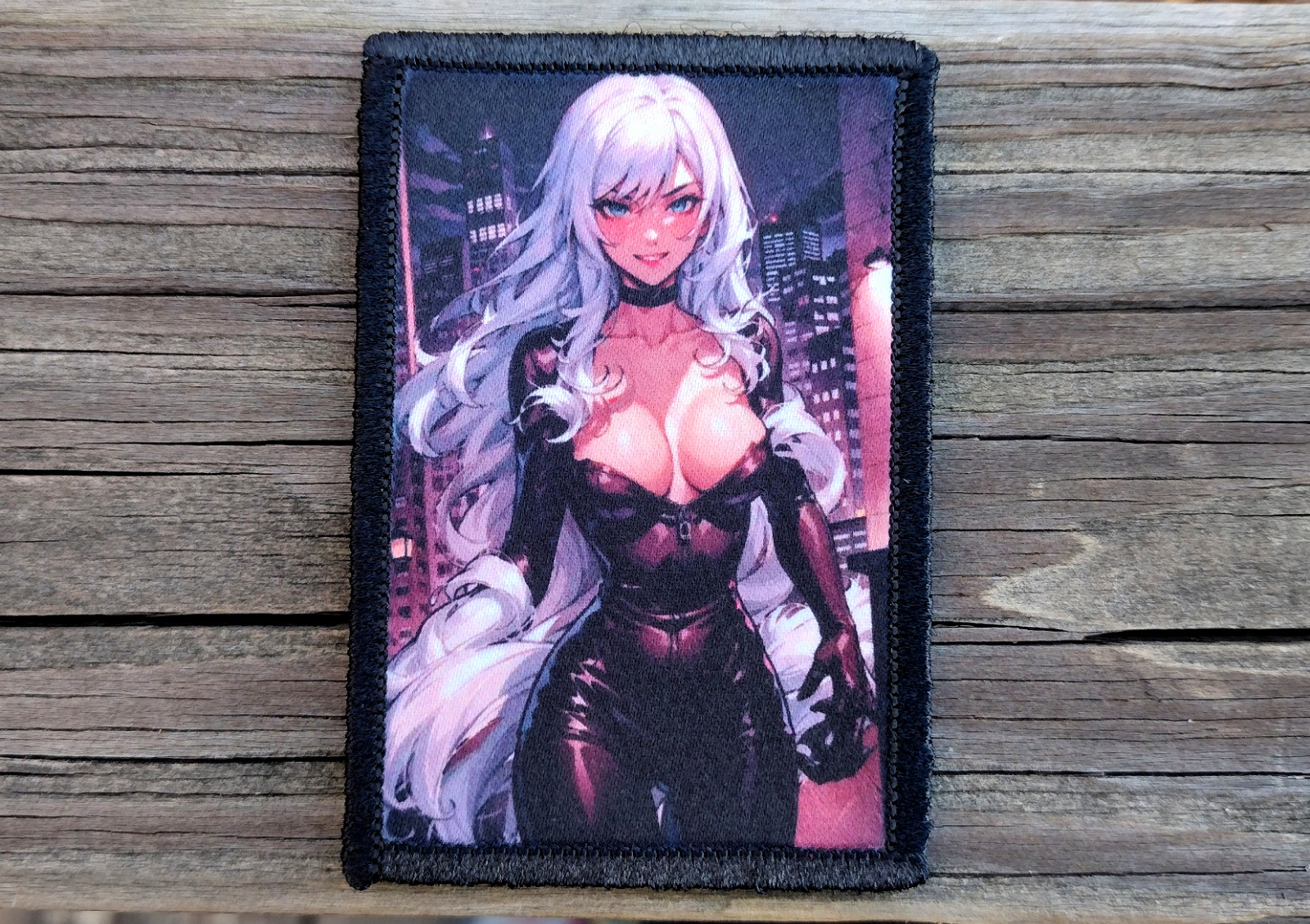 Pinup Girl White Hair Morale Patch Hook & Loop Army Sexy Tactical 2A Gear