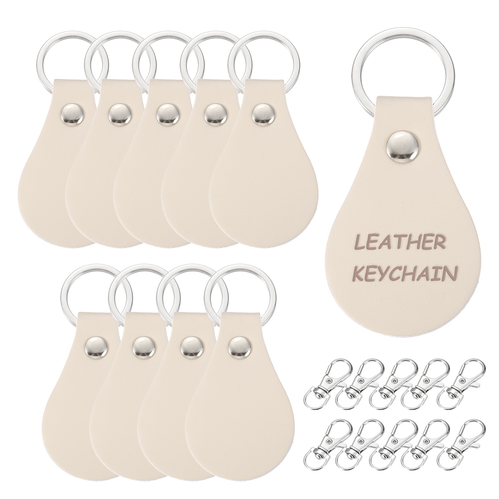 10Pcs Leather Keychain Blanks 22mm ID x 28mm OD Round Shaped,Apricot