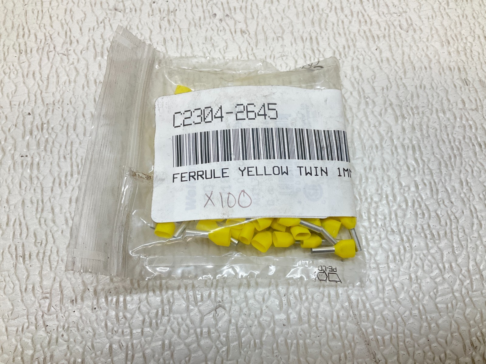 Weidmuller C2304-2645 Ferrule Yellow Twin Bag of 100 New (TSC)