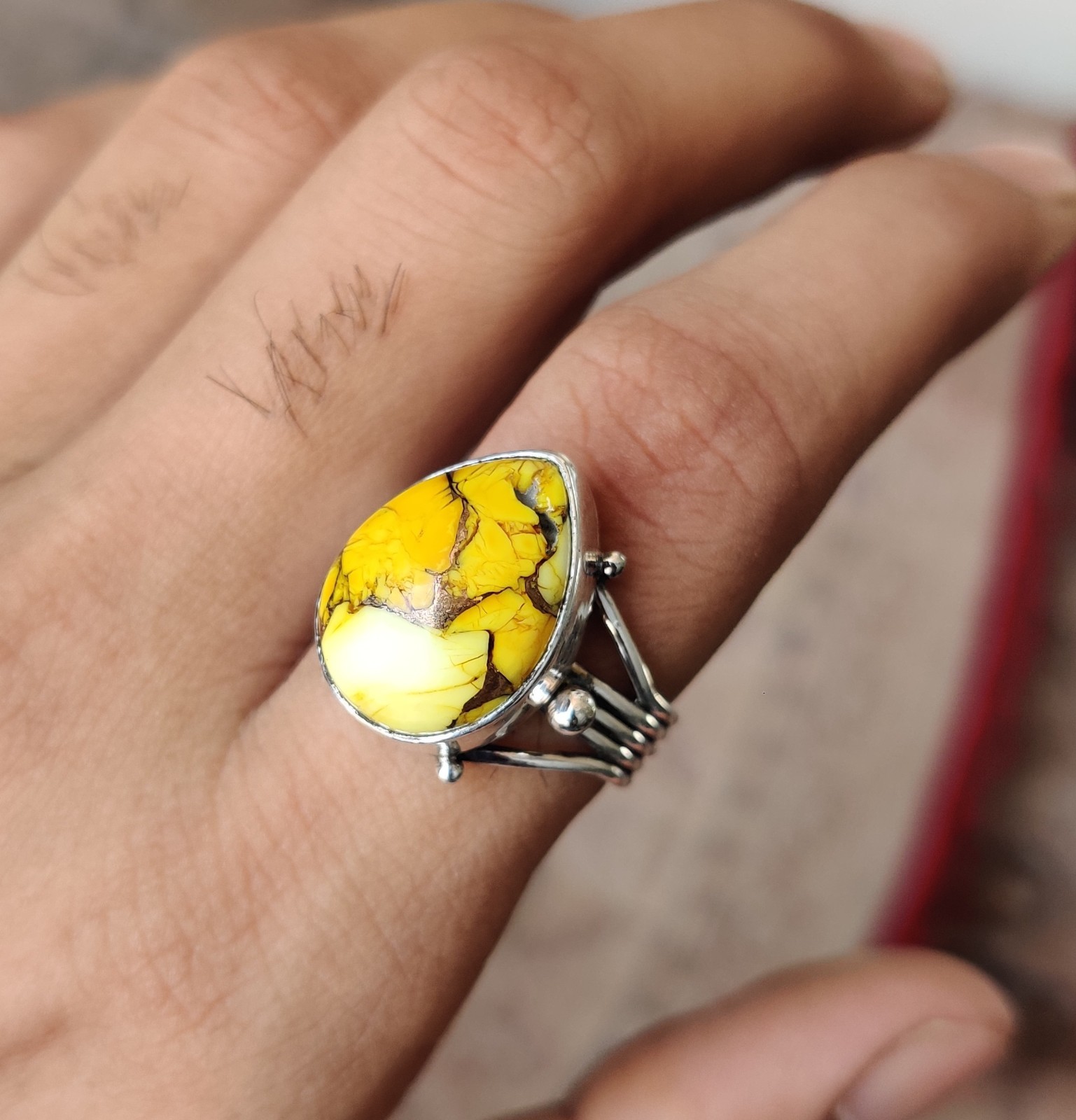 Honey Rose Dahlia Turquoise Gemstone Ring 925 Sterling Silver Amazing Ring MK*