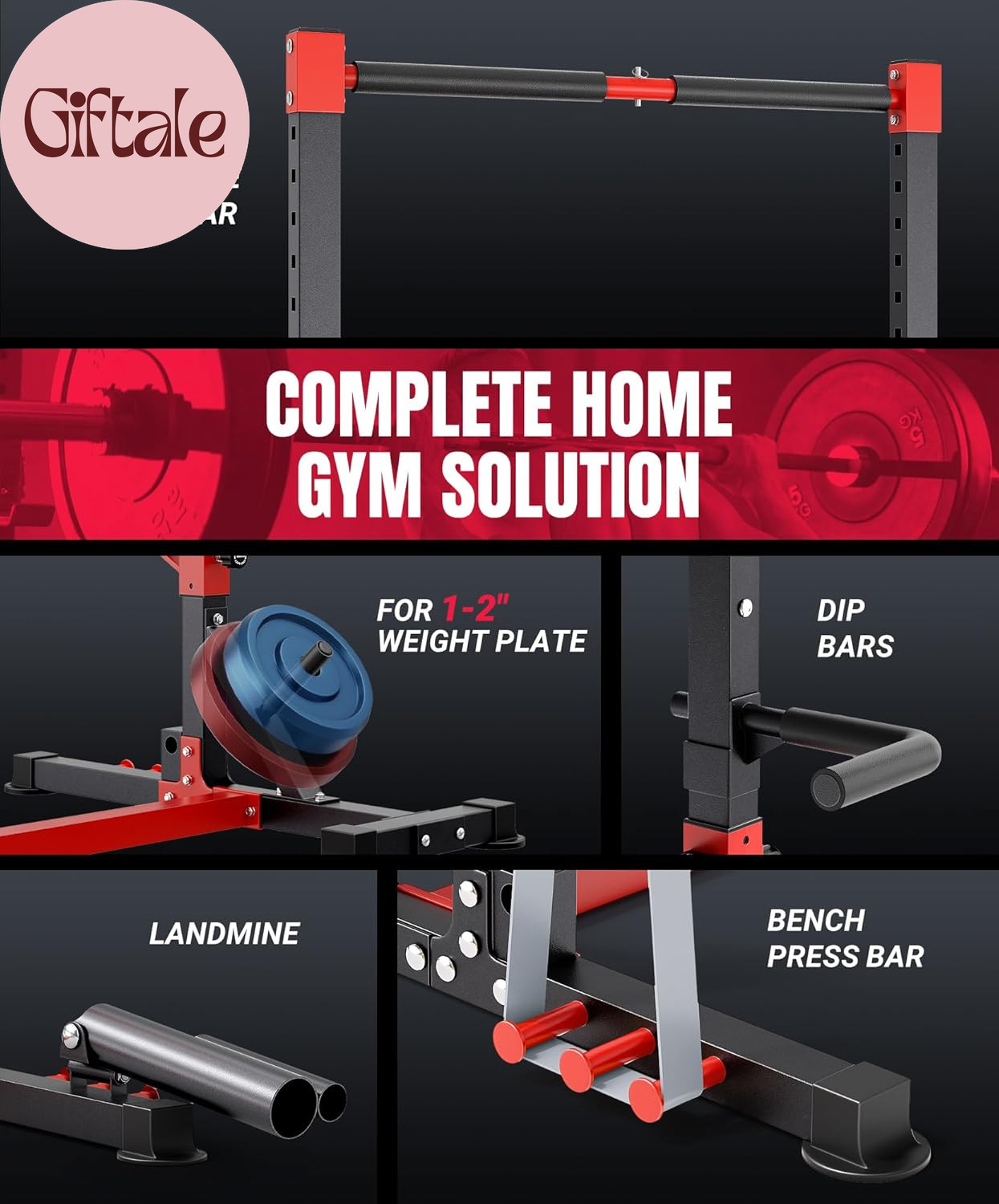Smith Machine & Squat Rack Combo, Multi-Functional Power Racks with Adjustable W