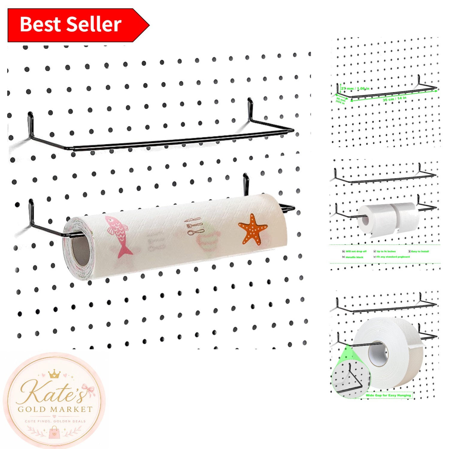 Durable Iron Pegboard Towel Hooks - 2 Pack for Kitchen and Workshop Organization