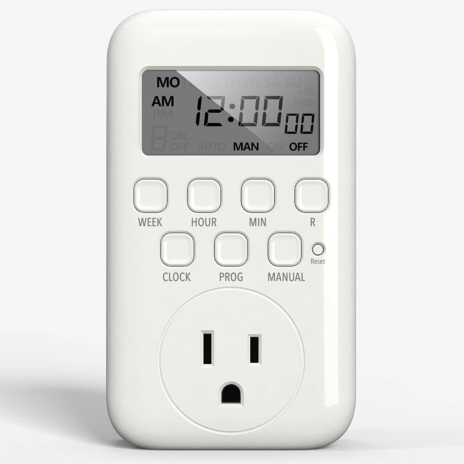 BN-LINK 15A 125V LCD Display in Programmable Digital Timer Weekly Switch Outlet