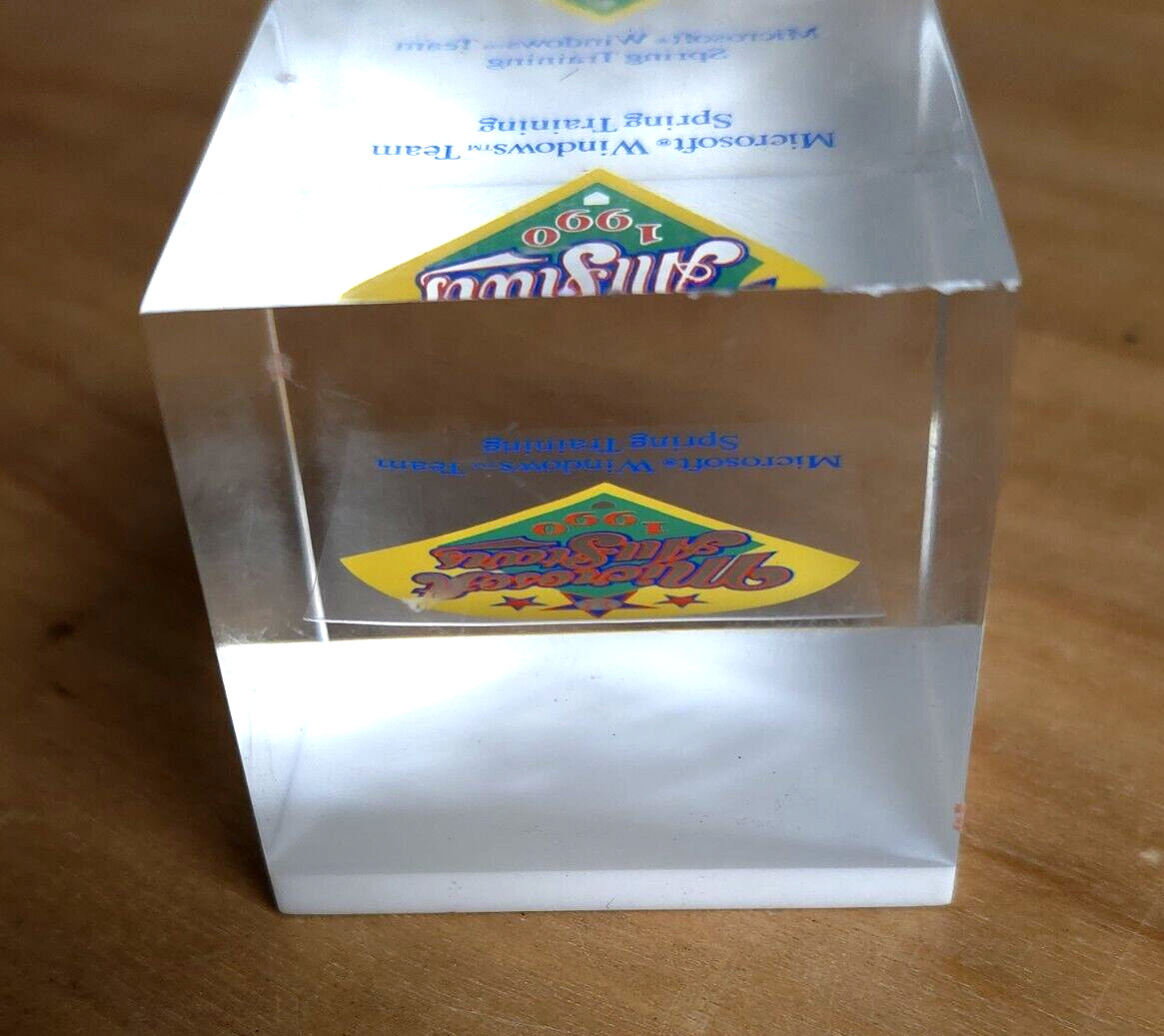Super Rare Microsoft Vintage Sales Team Promo Paperweight Summer Baseball 1990