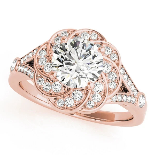 1.95 Ct Round Cut VVS1 Diamond Lab-Created Engagement Ring 14K Rose Gold Finish