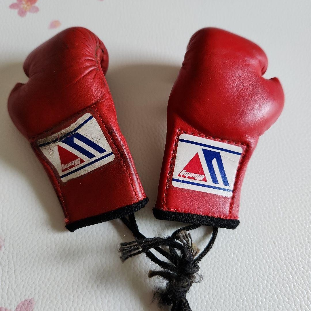 Official Winning Miniature Boxing Gloves Red Genuine Leather Accessory Used