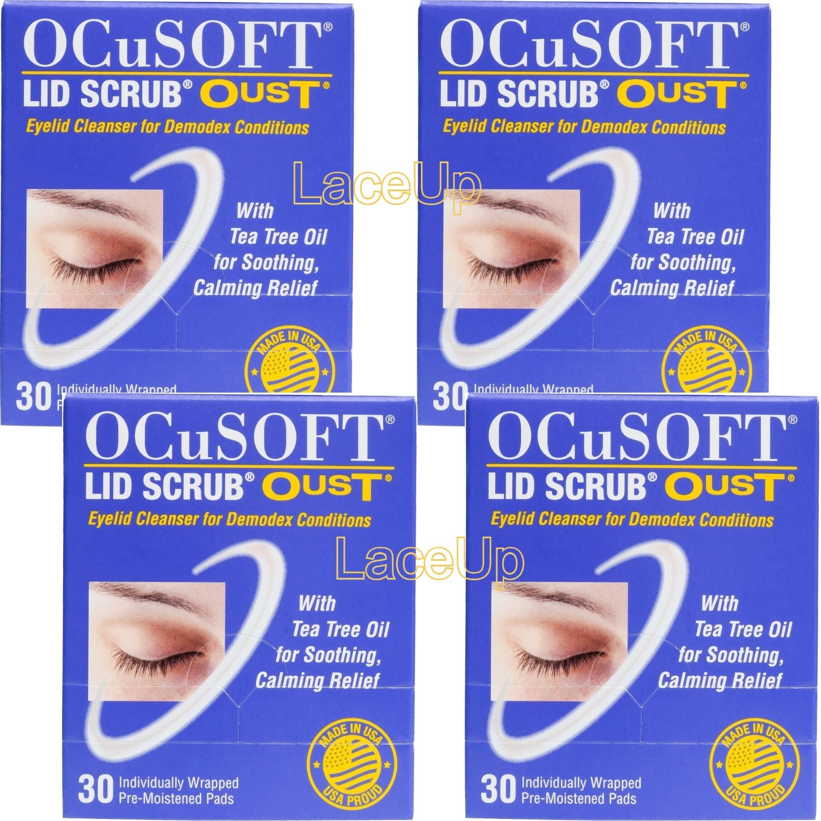 (4) BOX, 30 each, OCuSOFT * OUST Pads Lid Scrub w/ tea tree oil **EXP 2028