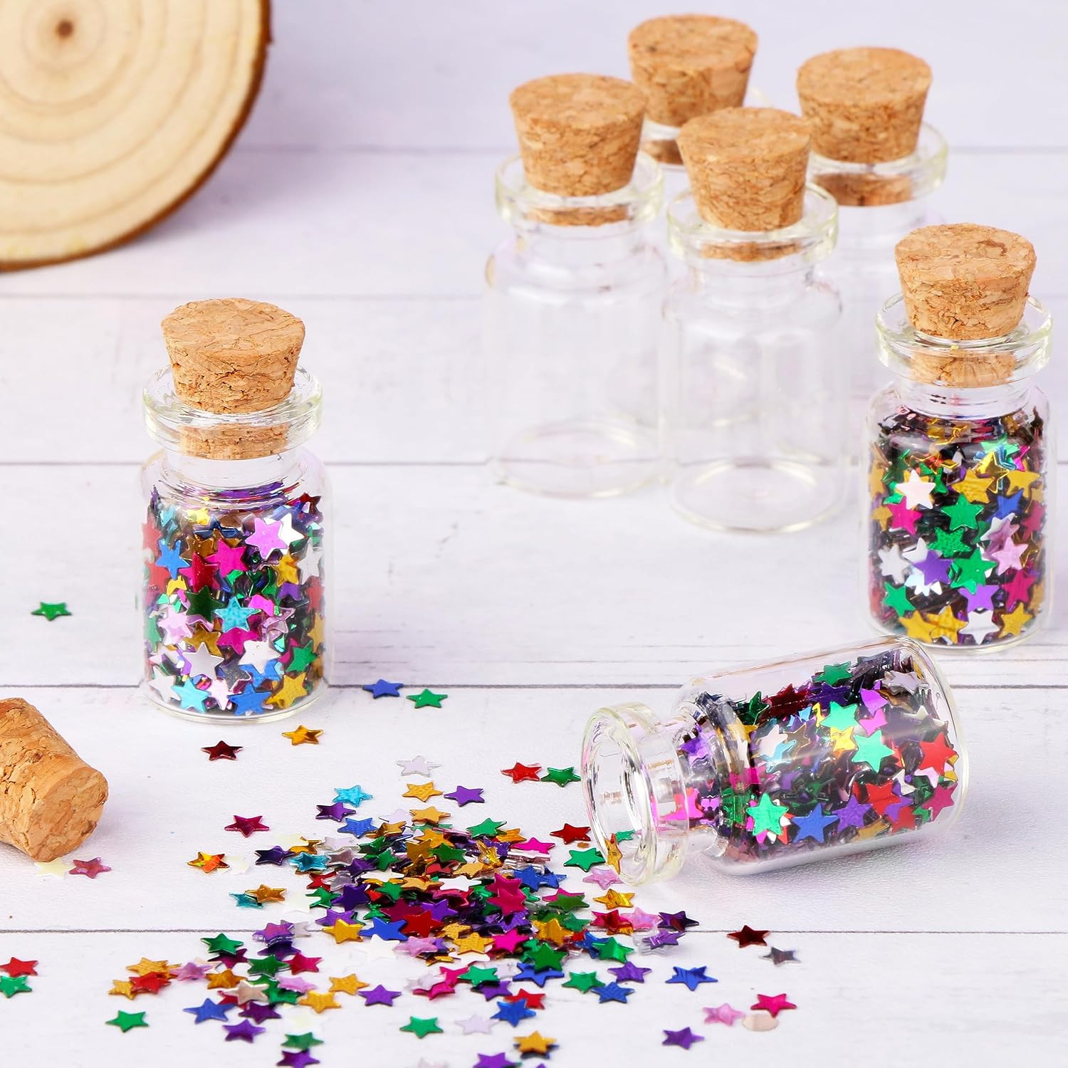 100Pcs Tiny Jars with Corks 3Ml Cute Little Bottles Cork Stoppers Small Clear Gl