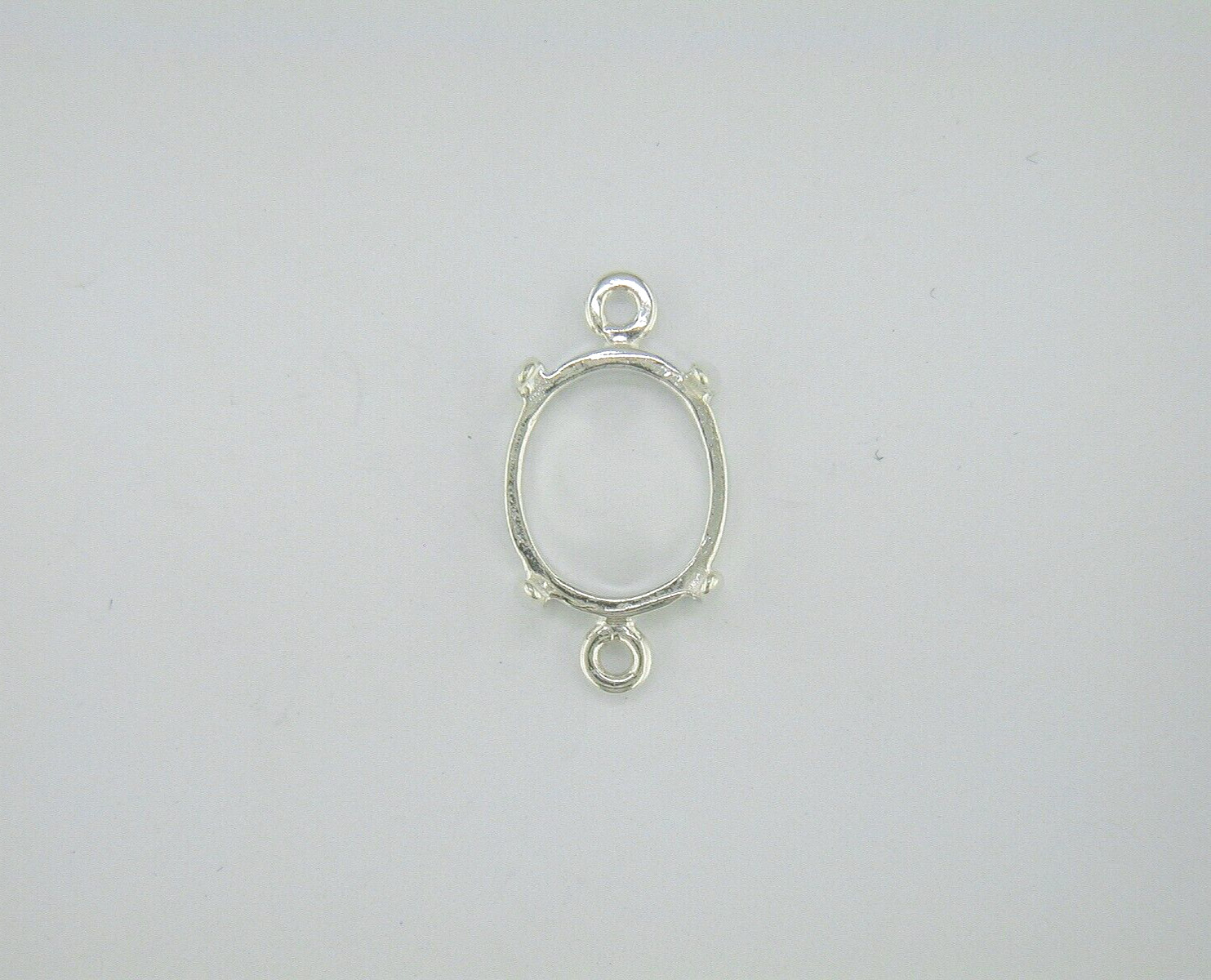Oval Cabochon Double Closed Loop Dangle Setting Sterling Silver