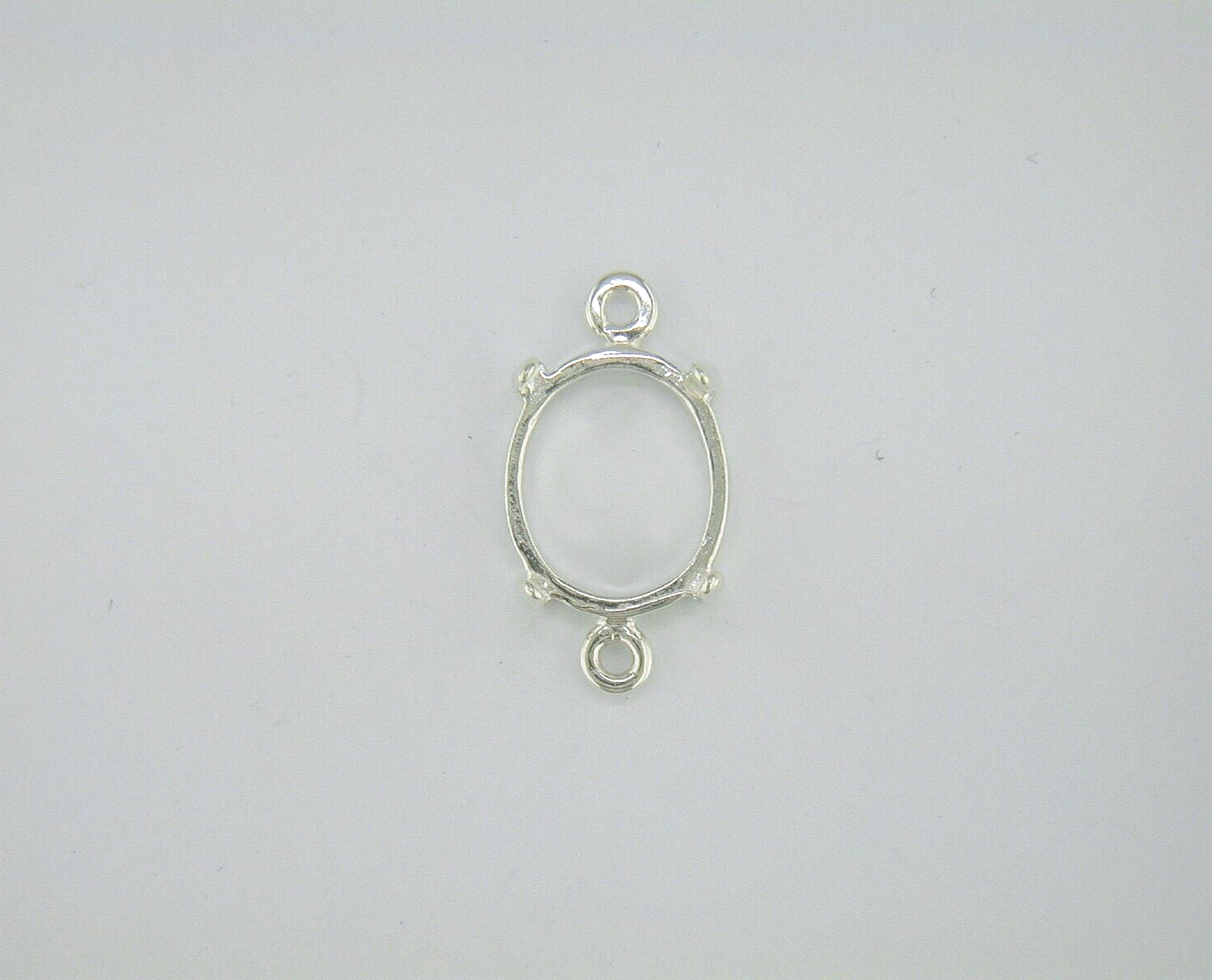 Oval Cabochon Double Loop Dangle Setting Sterling Silver