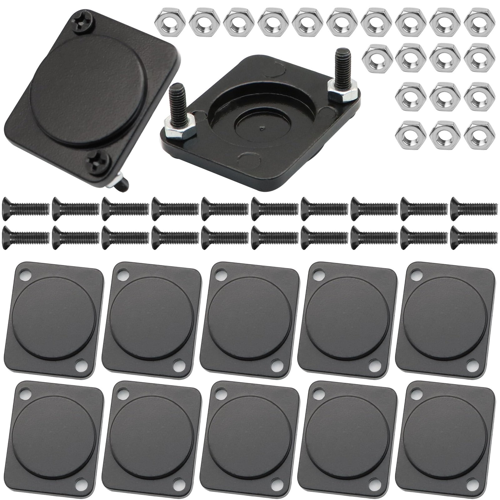 12 PCS D-Series Panel Mount Blank Plate for Rack Chassis XLR Connectors