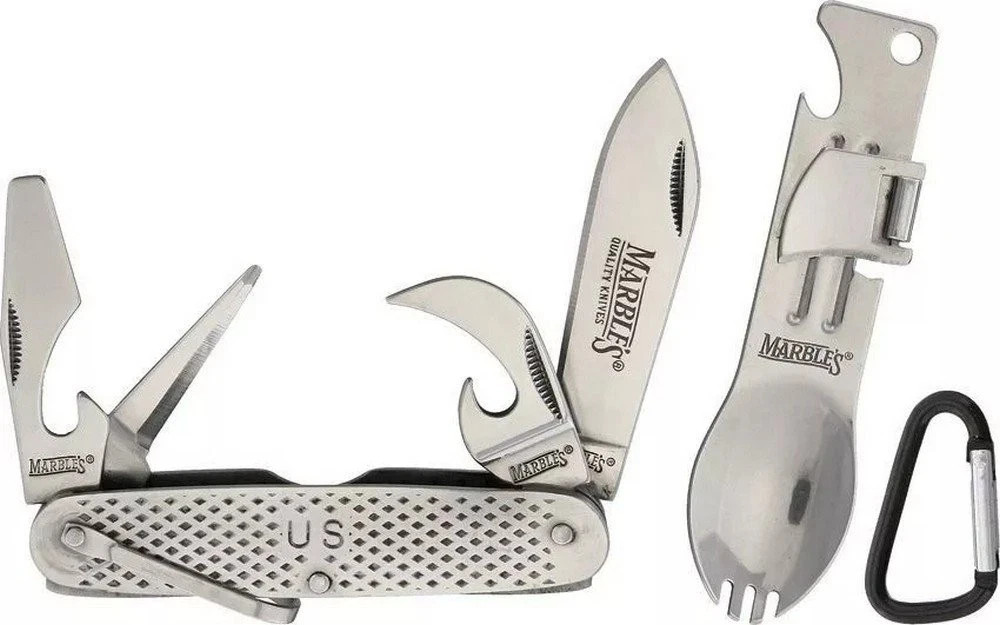 Marble's G.I. Utility Knife Camp Combo & Multitool Spork All Stainless Steel