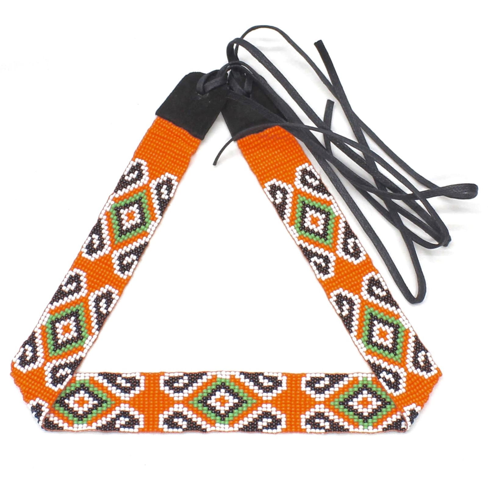 Handmade beaded Orange Green Cowboy Rodeo Hatband