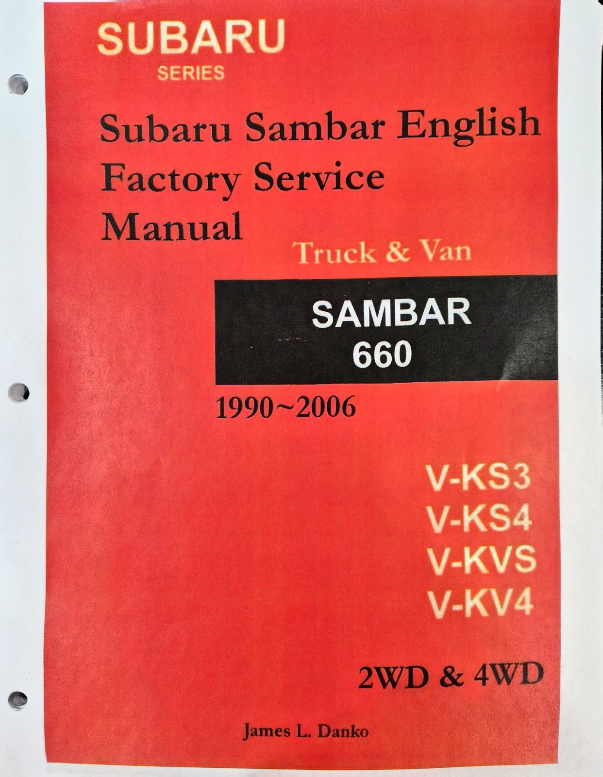 Sambar Subaru Factory Service W/Binder V KS3 KS4 KVS KV5 KV4 Free Ship