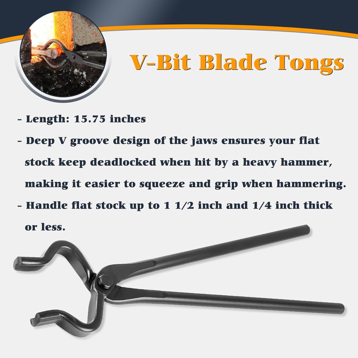 Knife Making Blacksmith Tongs Bladesmith Hand Tool Set Anvil Vise Forge Flat 5PC