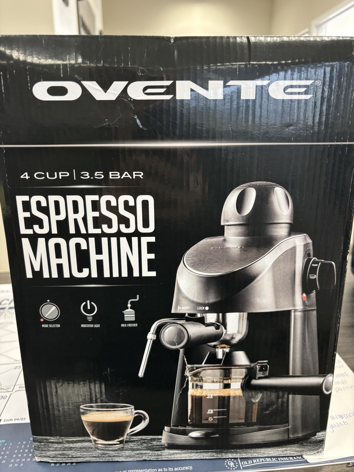 OVENTE Home Espresso Machine with Milk Frother and Steam Tube Foamer for 4 Cups
