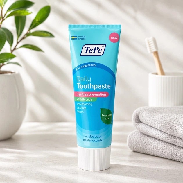 2 Pack TePe Daily Fluoride Toothpaste, 75ml/2.5 fl.Oz