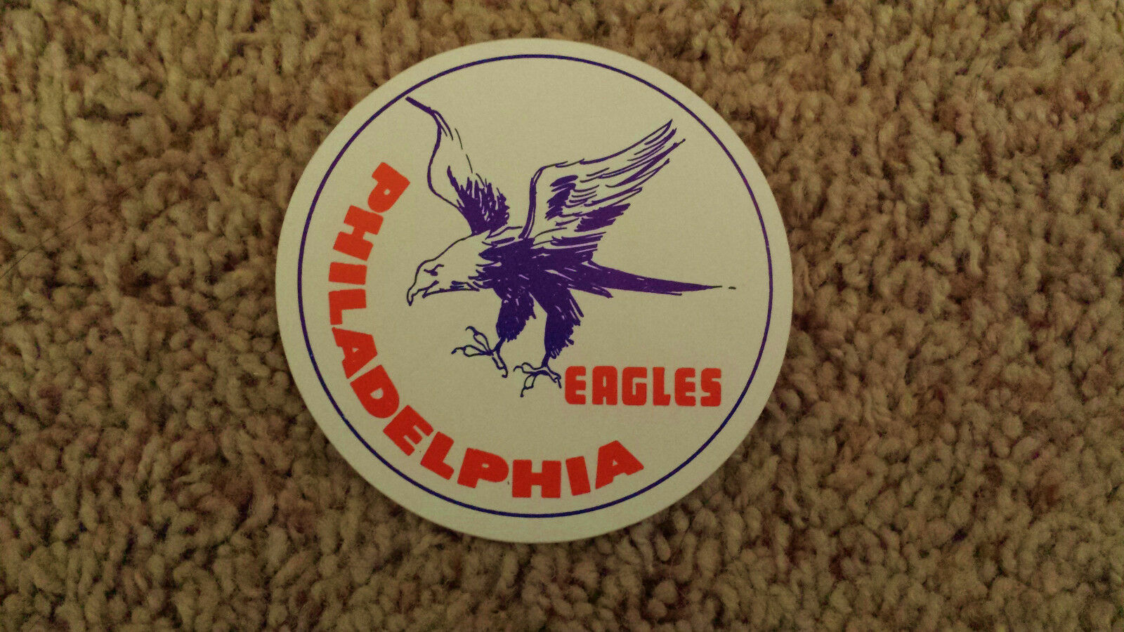 VERY RARE PHILADELPHIA EAGLES VINTAGE NFL STICKER FROM 1970'S 3" diameter Fasson