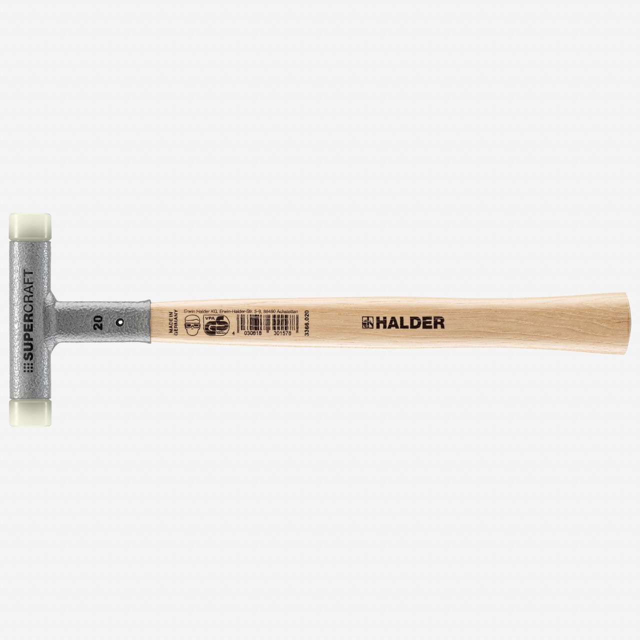 Halder Supercraft Dead Blow, Non-Rebounding Hammer with Nylon Face Inserts and S