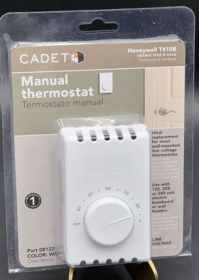 Cadet Mechanical Thermostat T410B (white) sealed NEW Honeywell 08122 Double Pole