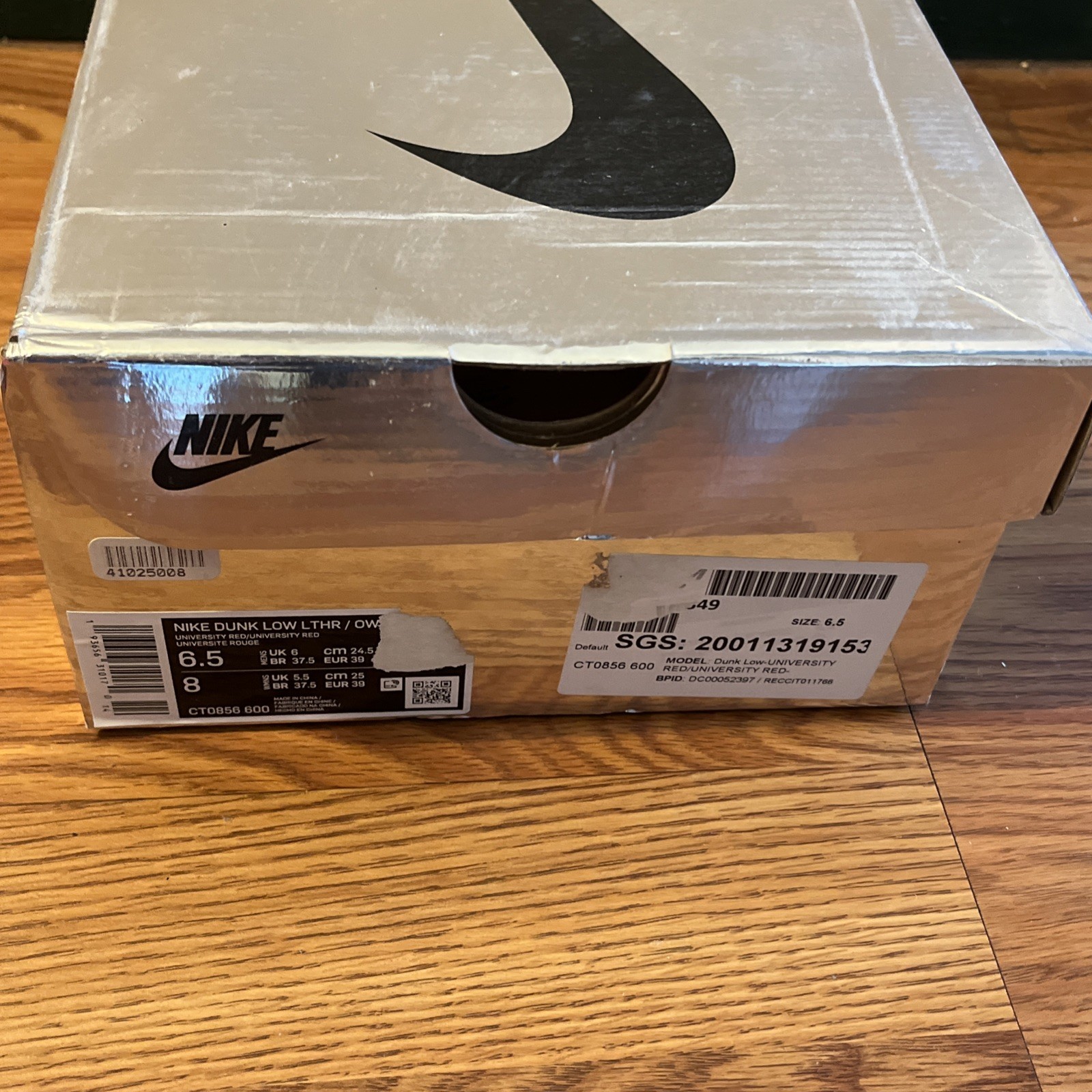 Size 6.5 - Nike Dunk Low x OFF-WHITE University Red 2019 (Replacement laces)