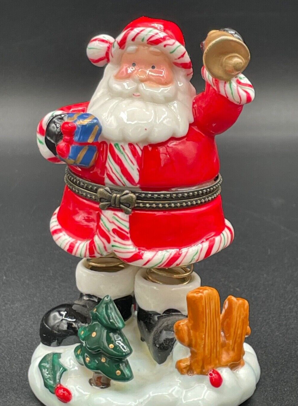 Santa with Bell, Spring Legs, Trinket Box