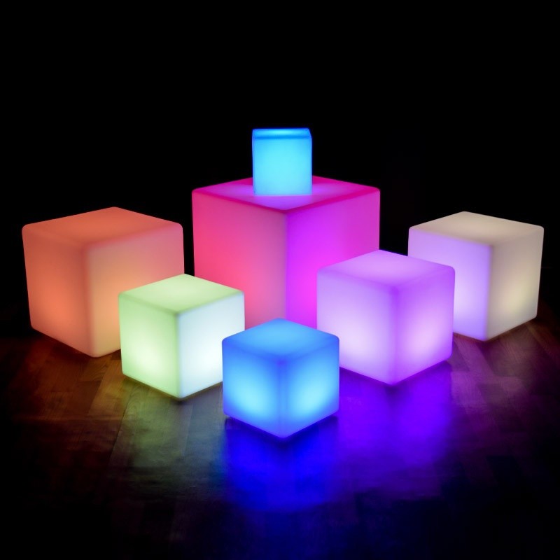 Party Cube Light Up LED Colour Changing Stool Seat Watertight Chair Bar Scene