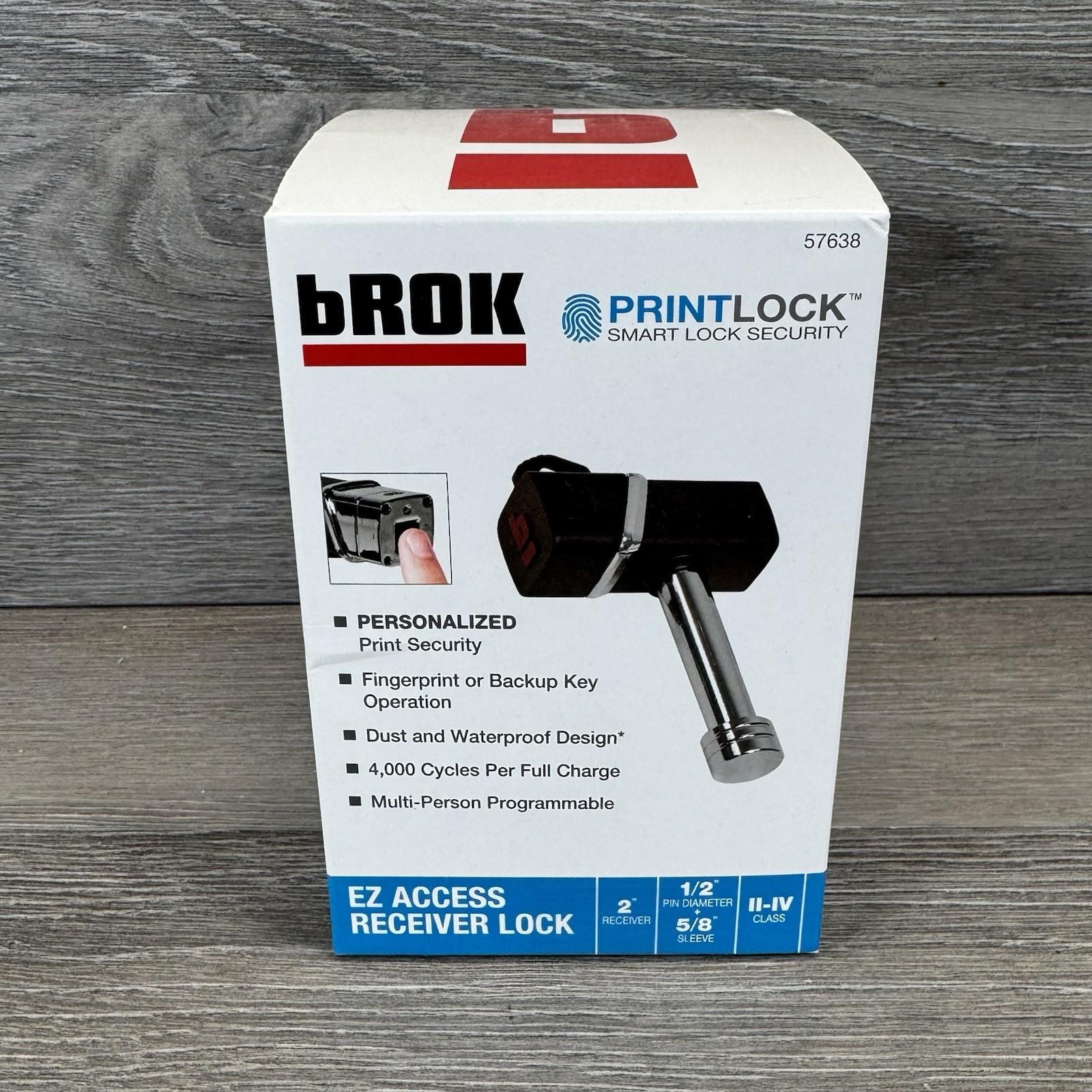 bROK PRINTLOCK EZ Access Receiver Biometric Trailer Lock Universal