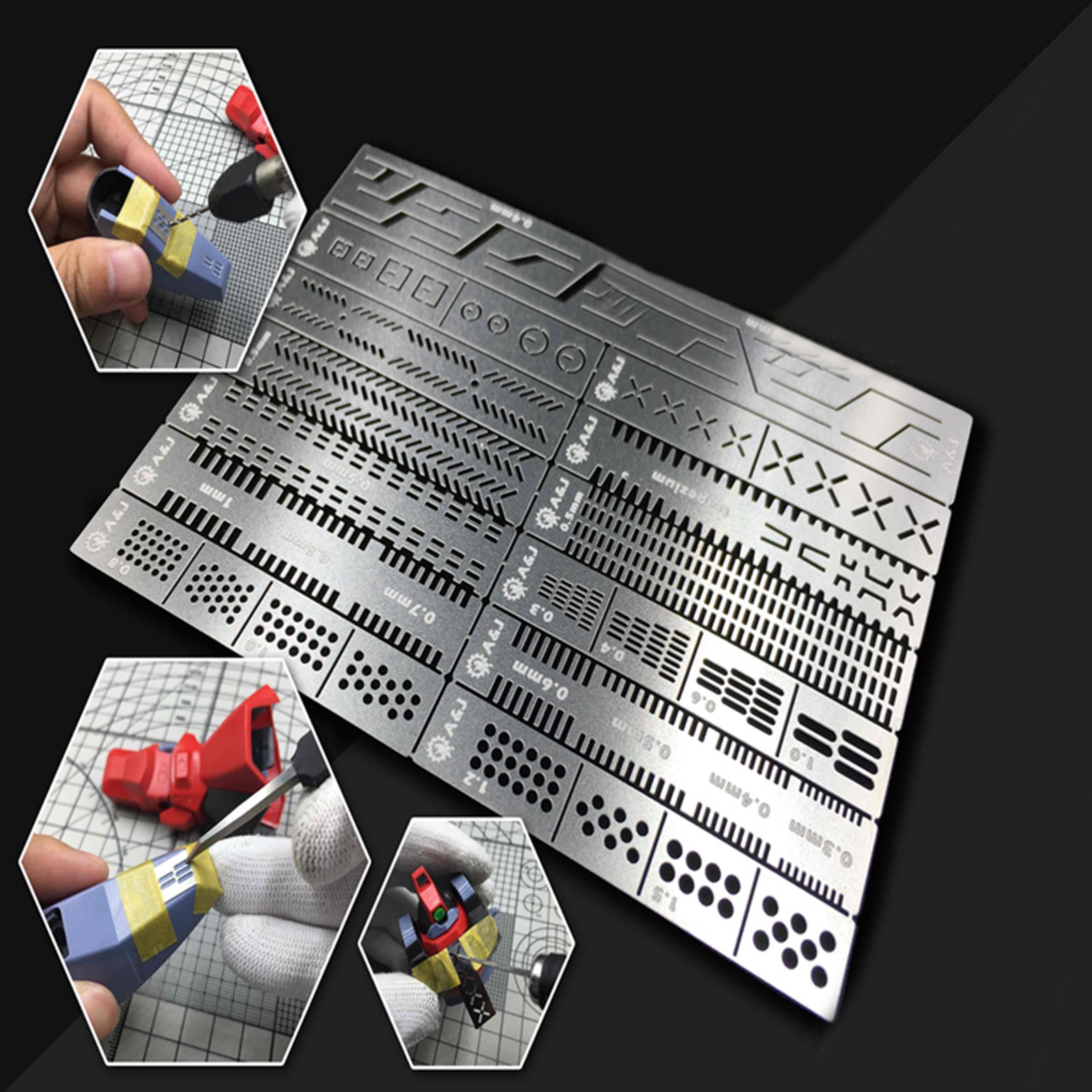 13 in 1 Model Stencil Templates Scribing Line Drilling for 1/144 1/100 Gundam
