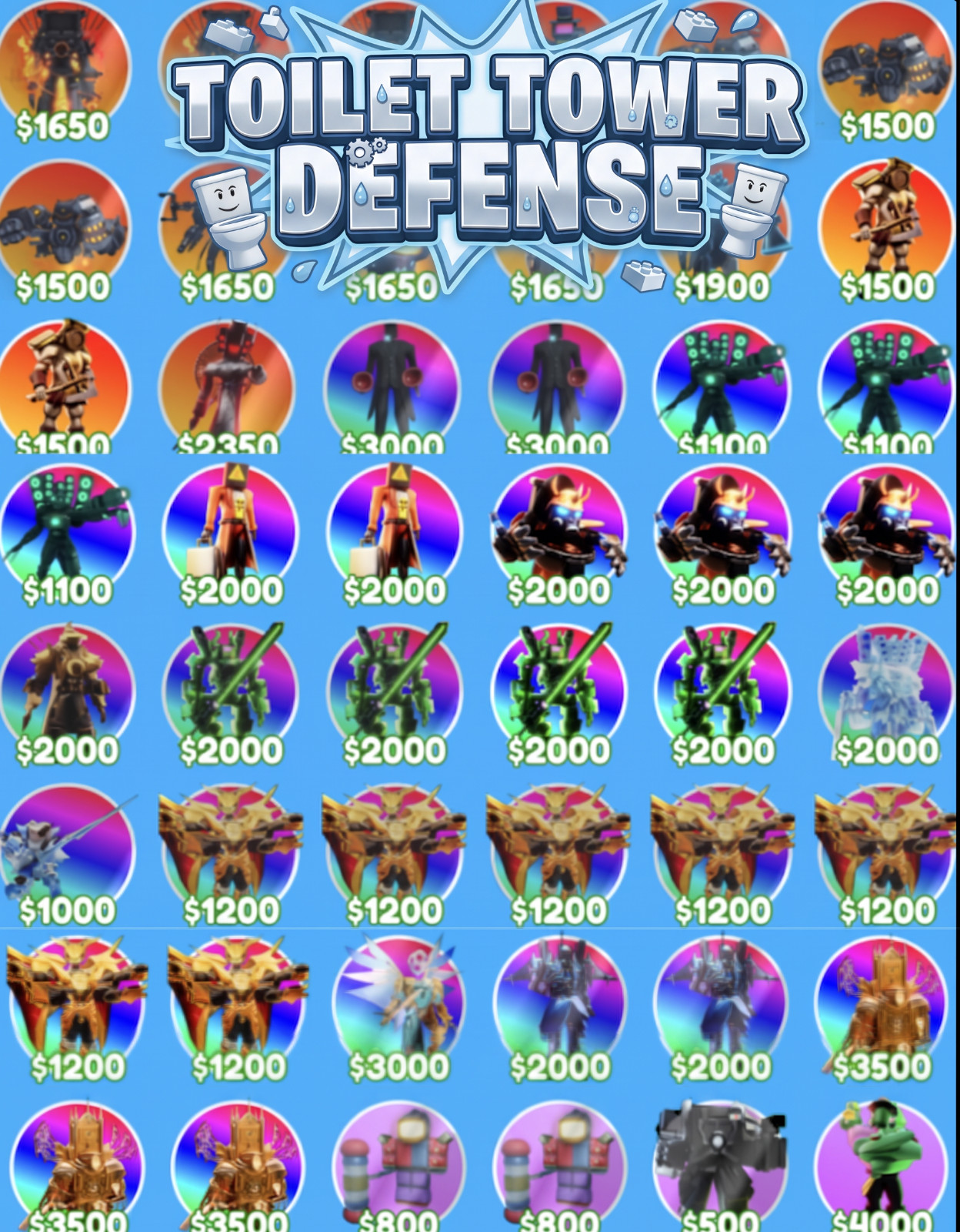 ALL TOILET TOWER DEFENSE - TTD CHOOSE YOUR OWN (Read Description)
