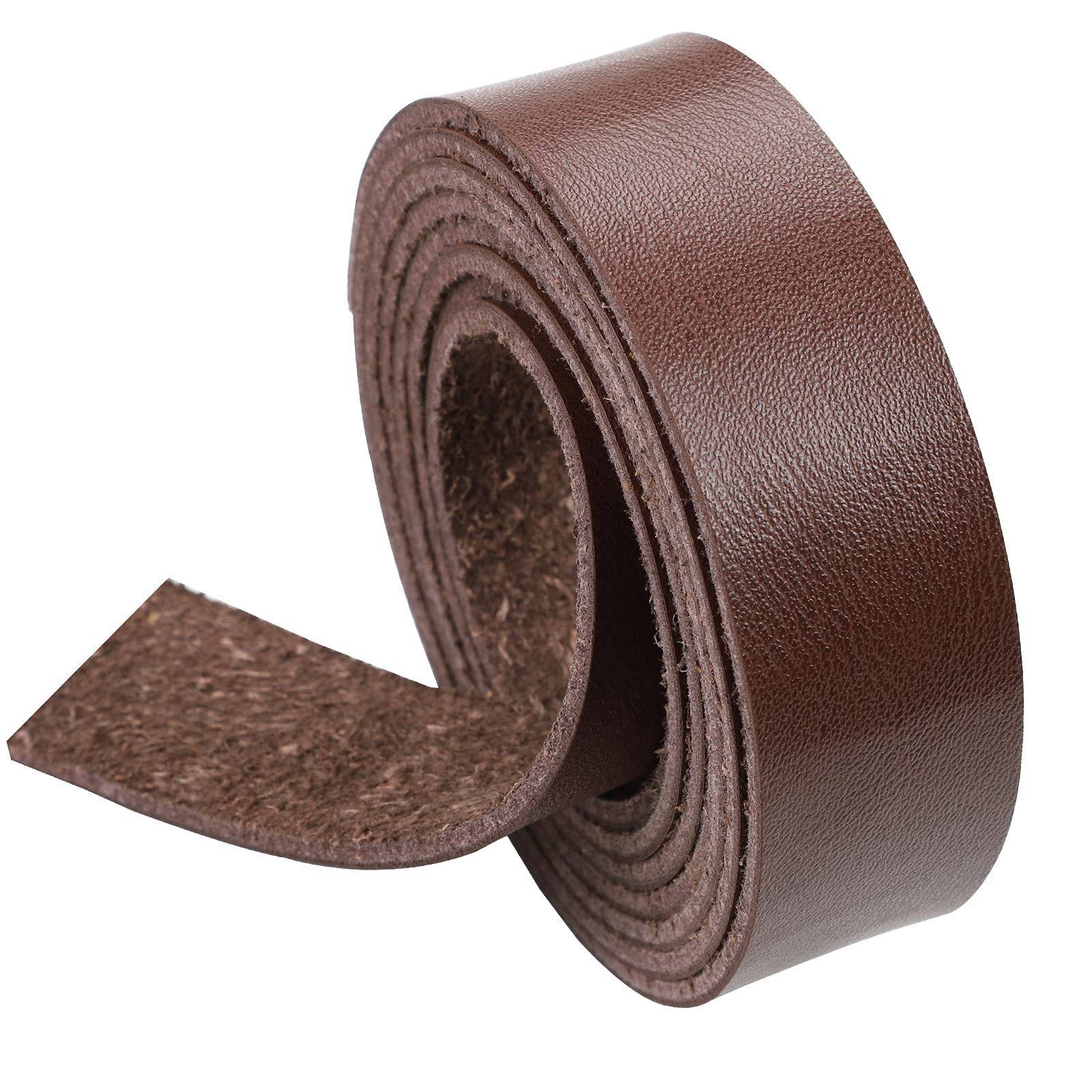 Wide Flat Leather Strap: 1 Inch Dark Brown Leather Strip for Crafts