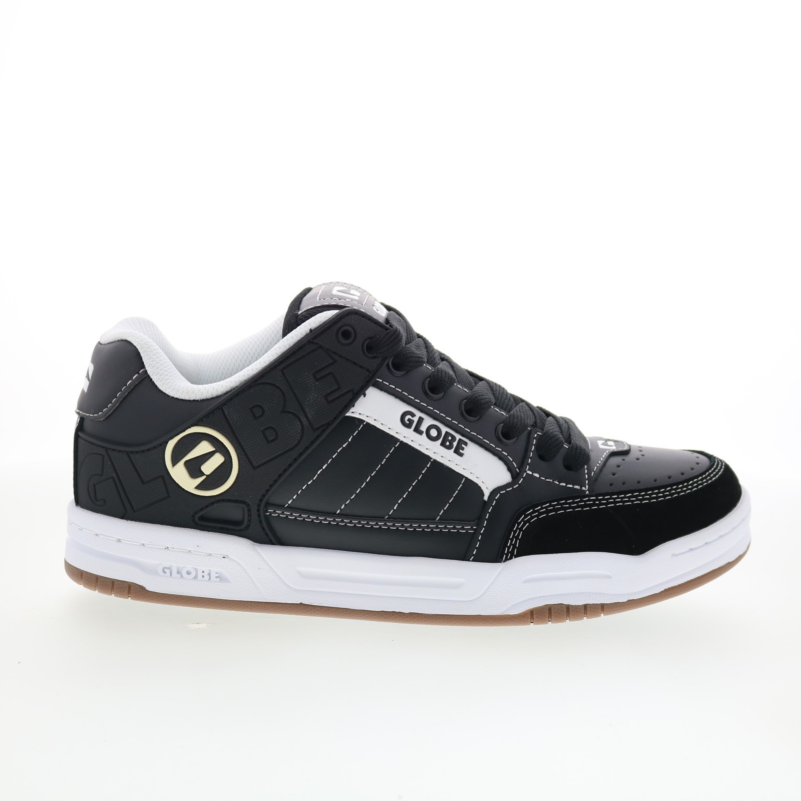 Globe Tilt GBTILT Mens Black Leather Lace Up Skate Inspired Sneakers Shoes